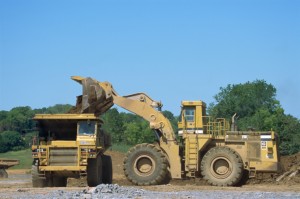 Heavy construction equipment for auction at Dakil